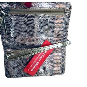 Gold metallic animal print Fold over wristlet , w/ mobile pocket , card holder